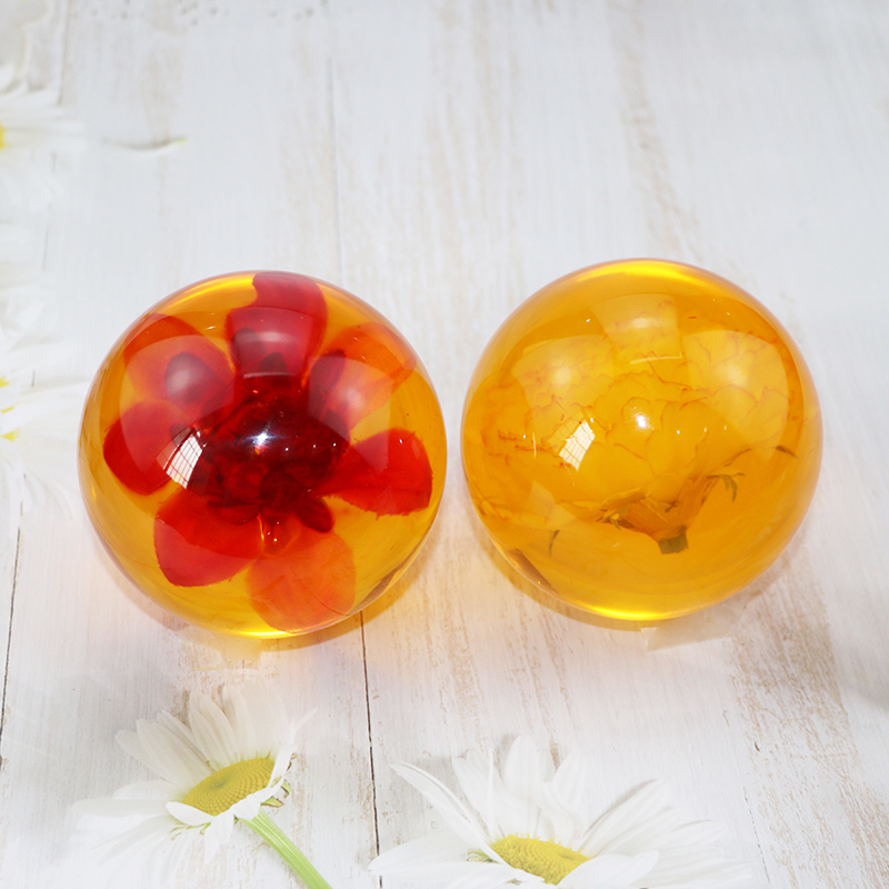 Nature Rose Paperweight Logo Customized Resin Flower Ball