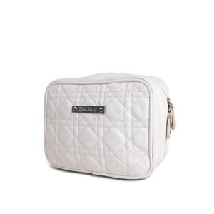 Wholesale Custom PU White Leather Quilted Makeup Bag Toiletries Carraier Zipper Closure from china suppliers