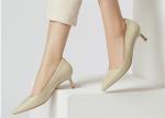 White Soft Cow Genuine Leather Pumps 2cm Low Heel Dress Shoes For Ladies