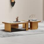 Gold Metal Marble Glass SS Coffee Table Brushed Champagne
