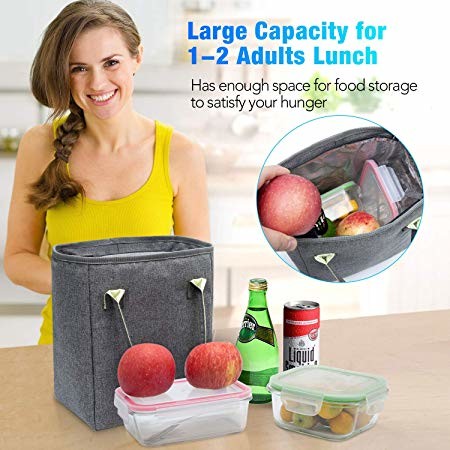 Large Thermal Cooler Lunch Bag , Keep Cool Insulated Bag 10.1 X 8.6 X 5.5 IN