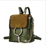 Double Shoulder Bags Women School Bags Cowhide Cross-body Bag with Big Ring
