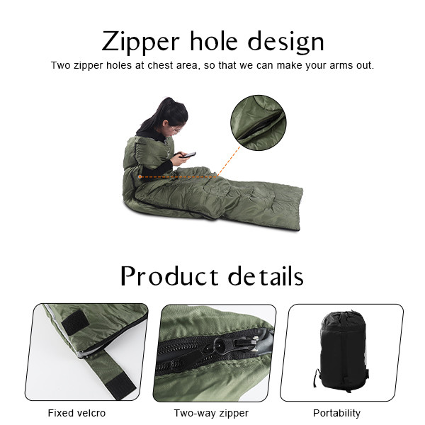 210T Polyester Compact Rectangular Sleeping Bag Outdoor Hiking Sleeping Bag