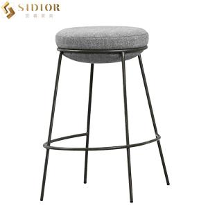 Wholesale Metal Legs Contemporary Bar Chairs Modern Grey Fabric Bar Stools H65cm from china suppliers