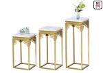 Elegant Square Marble Stainless Steel Coffee Table Carving Corner Flower Stand