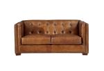 Vintage Tan Brown 2 Seater Leather Sofa Solid Wood Frame Living Room Furniture
