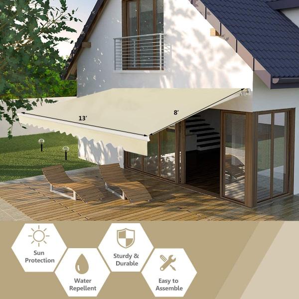 Outdoor Waterproof UV-resistant Folding Arm Retractable Awning for terrace,300