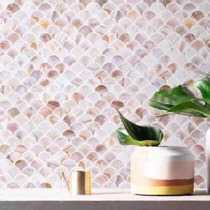 Wholesale Fan Shape Natural Shell White Pattern Mosaic Tile Mother Of Pearl Backsplash Wall Tile from china suppliers