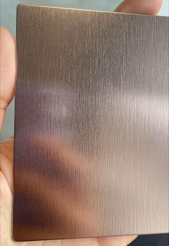 SUS Material 304 316 PVD Rose Gold Color Hairline+No.4 Finish Sheet Coarse Brushed Stainless Steel Texture