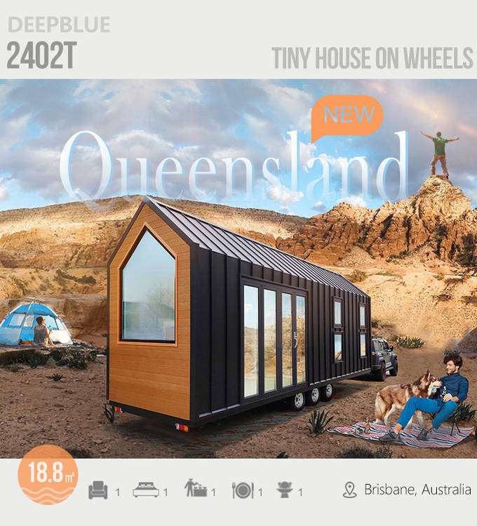 USA / NZ / AU Standard New Fancy Modular Home Tiny House On Trailer With Ligth Steel Frame