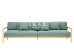 European Modern Wooden Frame Cream White Fabric Sofa 3 Seater Couch