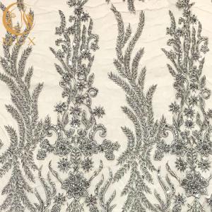 Wholesale Grey Heavy Handmade Beaded Lace Fabric For Fashion Show Dresses from china suppliers