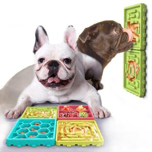 Wholesale Interactive Dog Bowls Treat Dispensing 4-pack Slow Feeder Pad Licking Mat Training from china suppliers