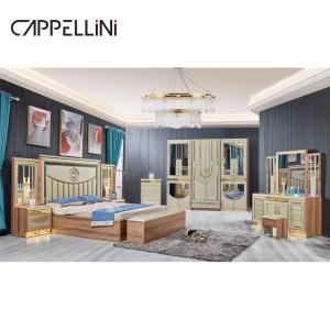 Wholesale Luxury Gold Wood Double Leather King Size Bed Wooden Modern Home Full Bedroom Furniture Set from china suppliers