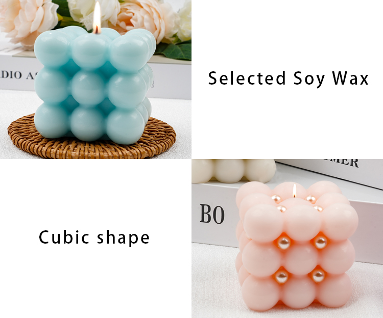 Customized White Soy Rubix Cube Luxury Big Scented Bubble Candles