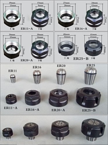 ER Nut Precision Collet Chuck Flat Six Angle Rod Shaped Internal Threaded Hole