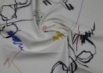 Graffiti Style White Faux Leather Fabric , Waterproof High Grade PU Leather