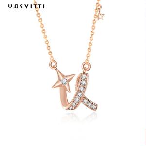 Wholesale 2g 17.7in Sterling Silver Jewelry Necklaces 18k Ceremony Twisted Gold Star Necklace from china suppliers
