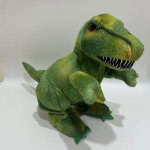 China Roaring and Moving Green Dinosaur Plush Kids Toy Lifelike Animal Intellectual Stuffed Toy on sale