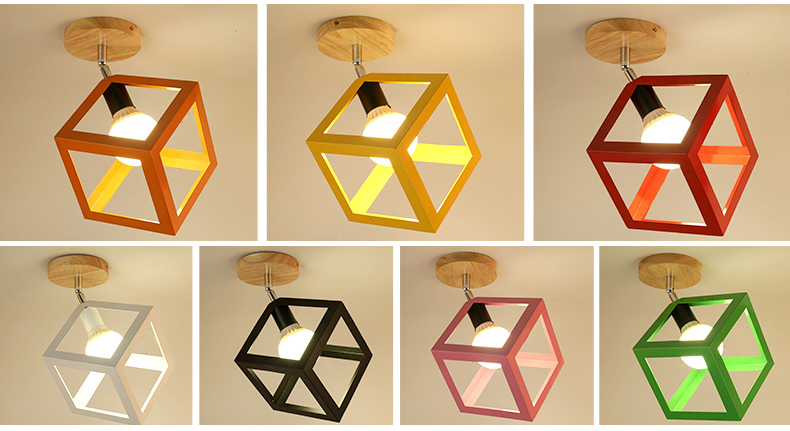 E27 Led Ceiling Light Industrial Nordic Modern Ceiling Lamp for Living Room Bedroom Decor Wood Cube Earth Lamp(WH-WA-58)