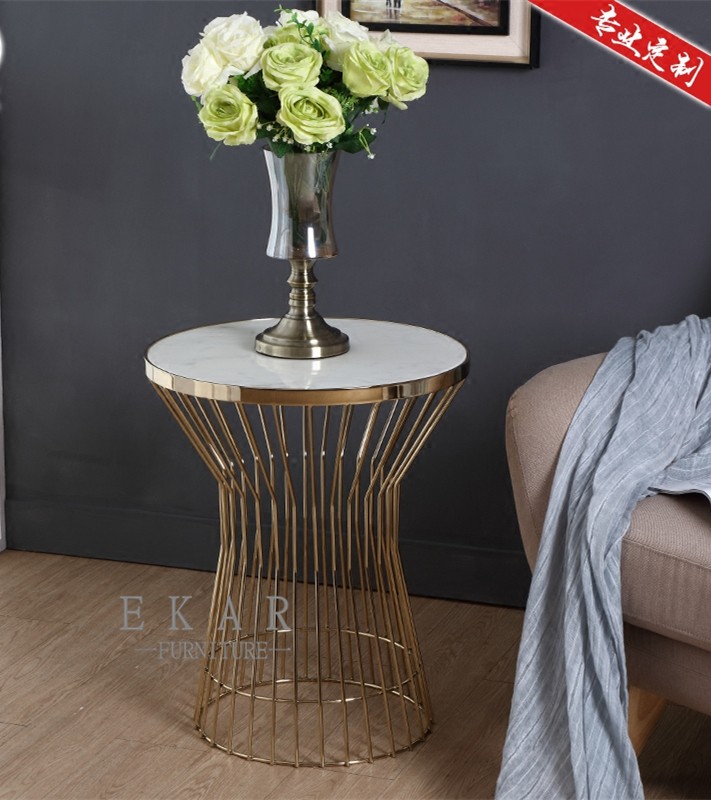 Modern Living Room Furniture Stainless Steel Black Tempered Glass Round Side Table