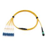MPO/APC Male To 6 LC Uniboot Single Mode Breakout Cable OFNR Yellow Jacket
