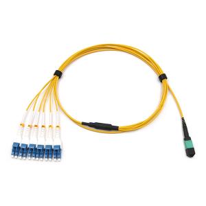 Wholesale MPO/APC Male To 6 LC Uniboot Single Mode Breakout Cable OFNR Yellow Jacket from china suppliers
