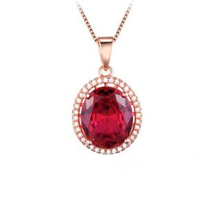Wholesale Rose Gold Plate Sterling Silver Oval Pink Cubic Zirconia Pendant Necklace 18 Inches（N12283） from china suppliers