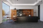 Elegant Double Line Stainless Steel Kitchen Cabinets With Black Sintered Stone
