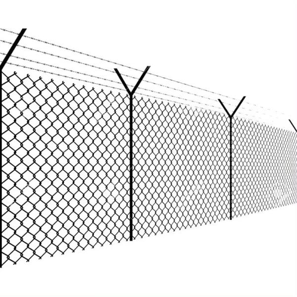 Outdoor PVC Black Vinyl Coated Cyclone Iron Wire Mesh Metal Fence 8 ft Chain