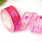 22mm Purple Printed Sheer Ribbon For Valentine ' S Day Wear Resistant