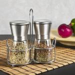 Stainless Steel 132mm 235g 170ml Glass Salt Bottle