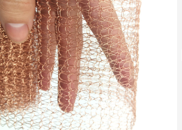 30m Copper Knitted Mesh 10 15 20cm Width 0.20mm Wire Dia Corrugated Surface
