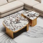 Gold Metal Marble Glass SS Coffee Table Brushed Champagne