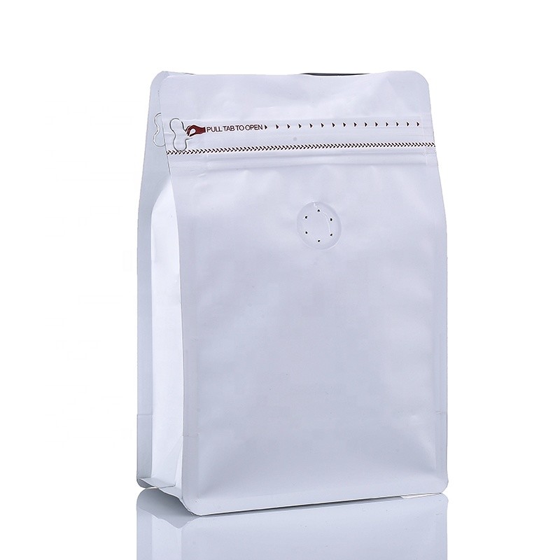 Eco-frendly resealable 8oz 16oz 32oz aluminum foil flat bottom food packaging zipper spot coffee bean bag with Valve