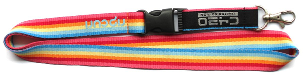 dyed yarn woven striped rainbow lanyards