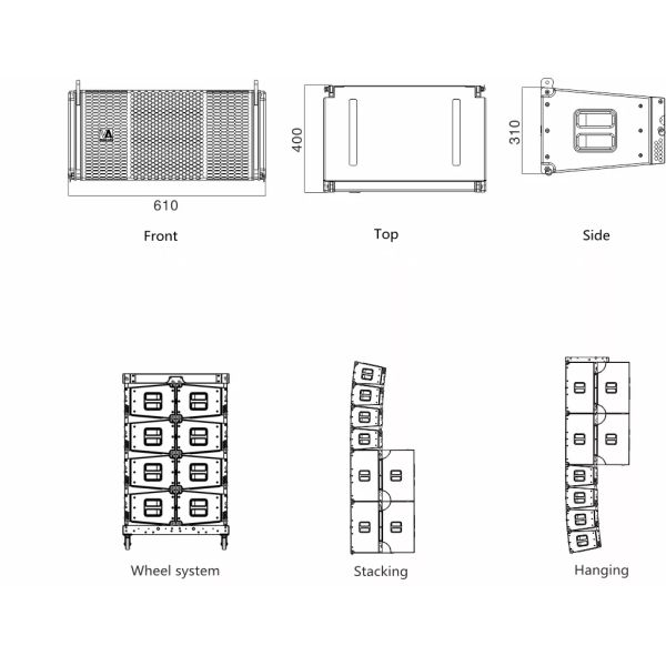 VA Active Line Array Speakers 400W Professional Line Array 2 Way
