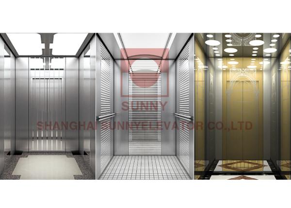 800KG ROSE GOLDEN LUXURIOUS MRL PASSENGER ELEVATOR LIFT WITH STAINLESS STEEL