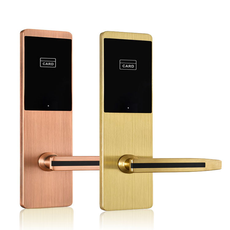4 Colors Options Zinc Alloy Hotel Smart Door Locks with Swipe Card and Mechanical Key