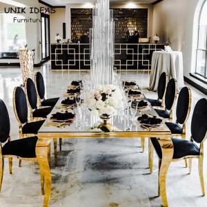 Wholesale Luxury Hotel Wedding Table And Chairs Stainless Steel Leg With Morrored Top from china suppliers