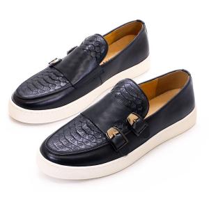 Wholesale Low Heel Men Round Toe Slip On Sneakers , Crocodile Texture Leather Horsebit Loafers from china suppliers
