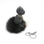 3D Bear Doll Key Ring Silver Reflective Cloth Material Filled Cotton 13cm Size