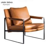 Tub Single Seater Armchair Brown Sofa Wooden Upholstered Leather
