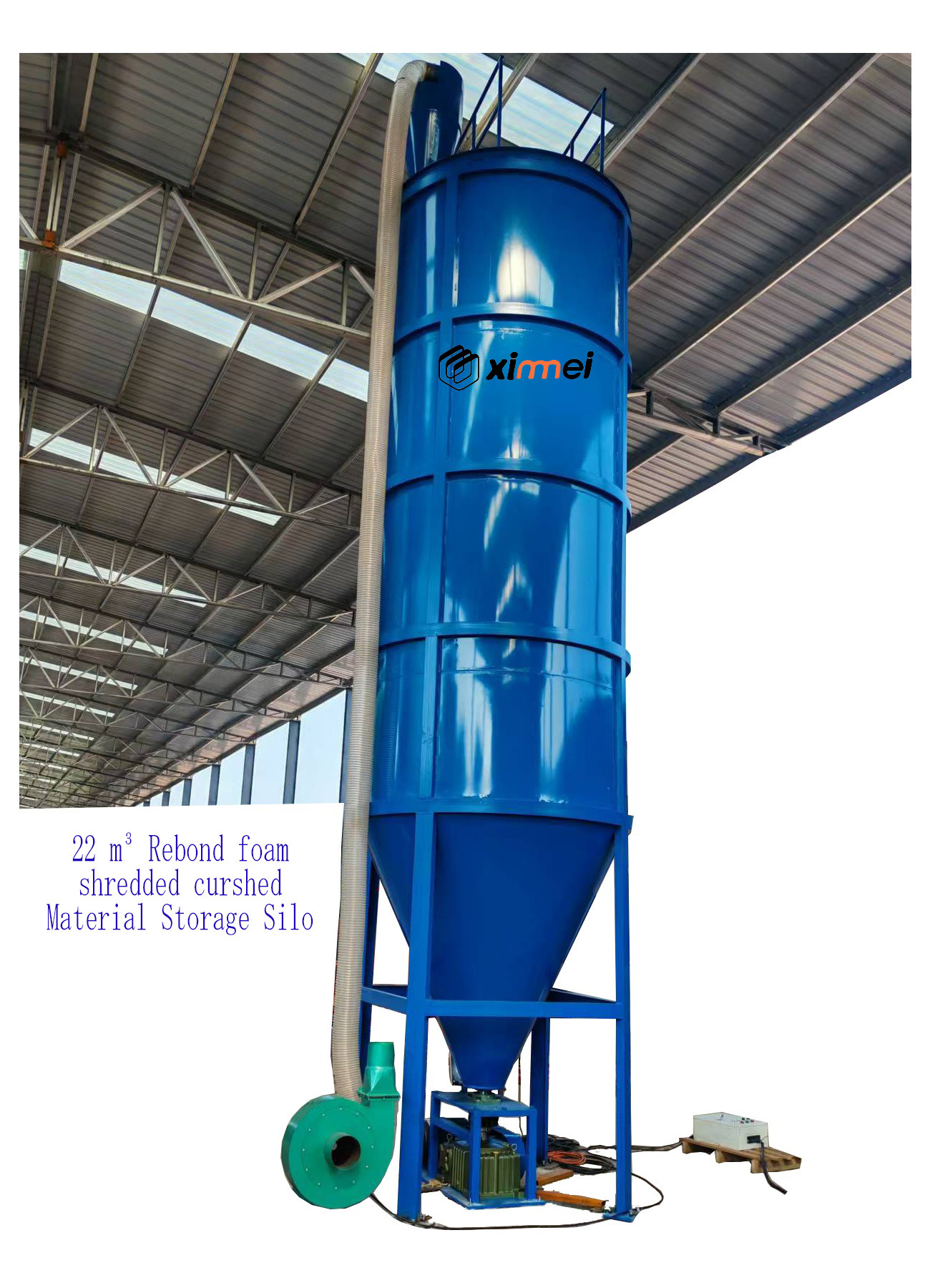 22 M³ Rebond Foam Material Storage Tank Recycling PU Foam Shredded Crushed Stirring Silo For Steam Foaming Machine