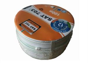 Wholesale Satellite SATV 75 Ohm Coaxial Cable SAT703 0.8mm CCC With Green Strips Line from china suppliers