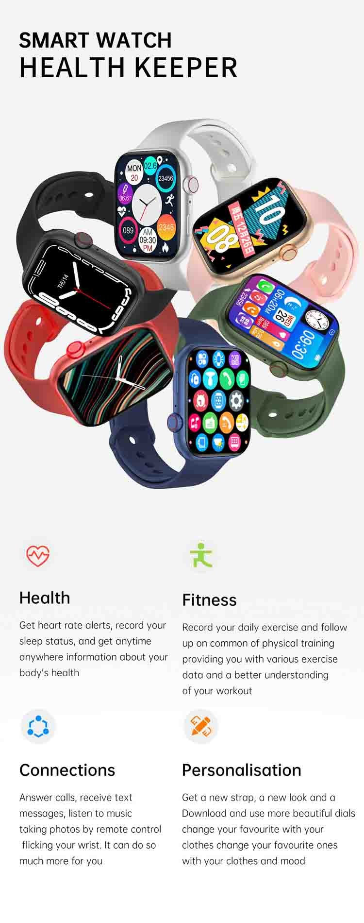 Ip67 Womens Fitness Tracker Smartwatch With Temperature Test 3.7V