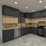 Modern Luxury Black Solid Wood Veneer Kitchen Cabinet For Villa House Building