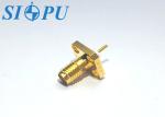 SSMA Female RF Coaxial Connector – Brass Body, Four-Hole Flange Mount