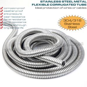 Wholesale 304/316 Stainless Steel Flexible Corrugated Conduit DN20 (Ø20mm x Ø24.3mm) 50M/Reel for Protecting Wires or Cables from china suppliers