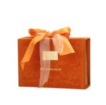 Velvet Book Shaped Paper Gift Box Self Erecting Cardboard Packaging Red Pink